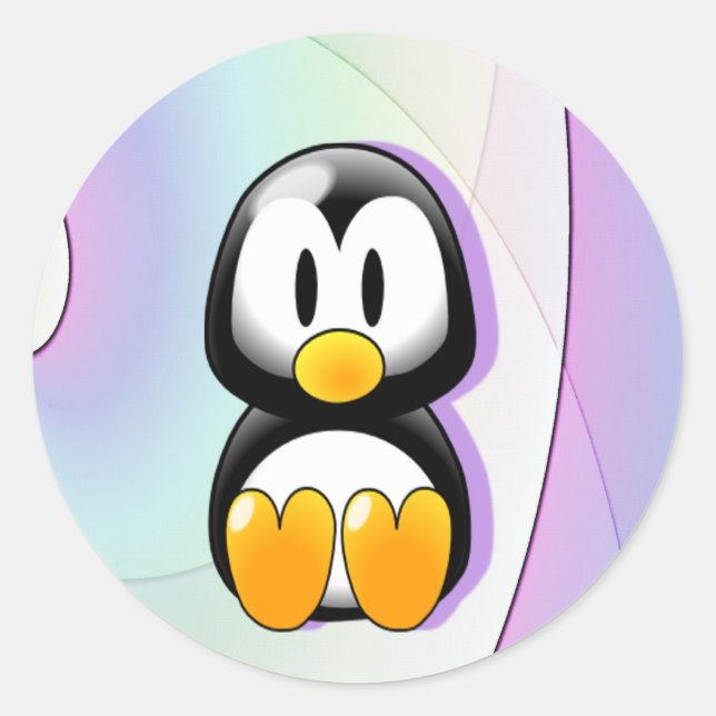 Adorable Cartoon Pinguin Runder Aufkleber (Vorderseite)