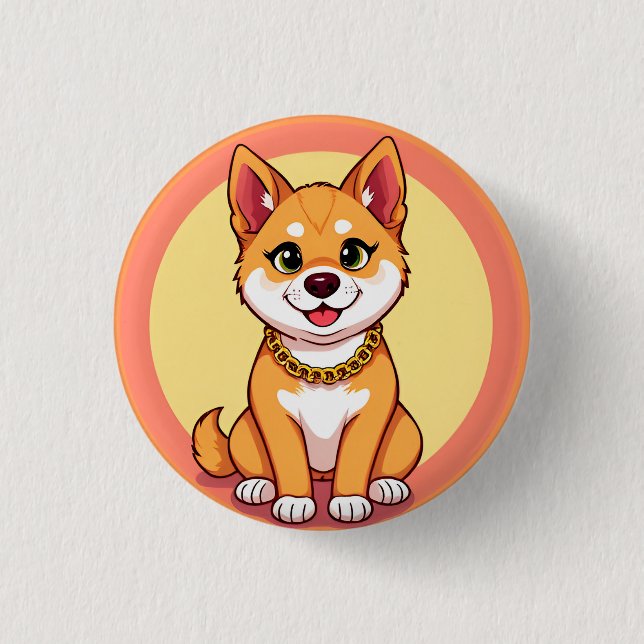 Adorable Cartoon Puppy Button (Vorderseite)