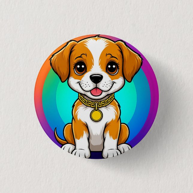 Adorable Cartoon Puppy Button (Vorderseite)