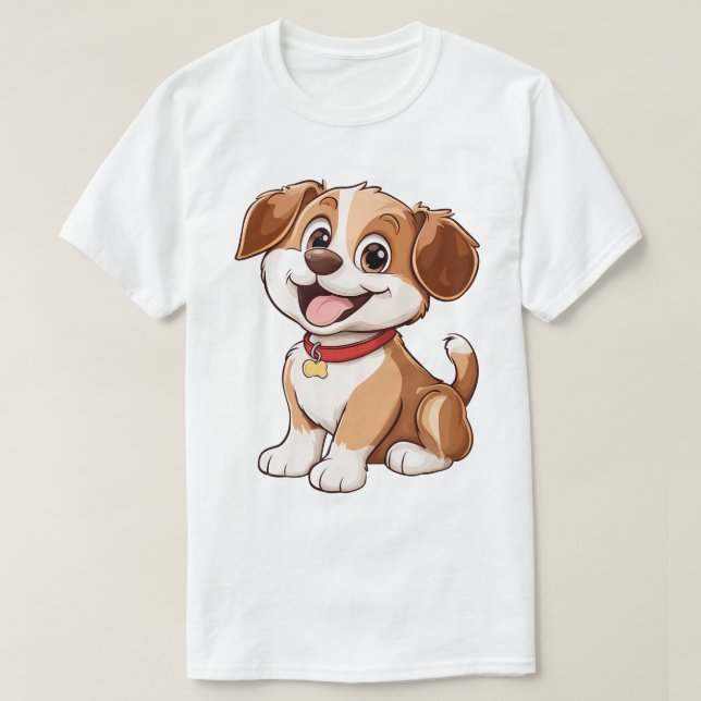 Adorable Cartoon Puppy T-Shirt (Design vorne)