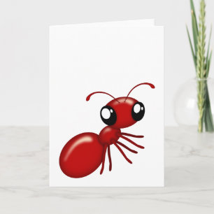 Adorable Cartoon Red Ant Blank Notecards Karte