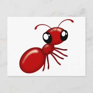 Adorable Cartoon Red Ant Postcards Postkarte