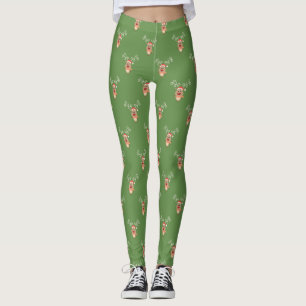 Adorable Cartoon Rentier, Frohe Weihnachten Leggings