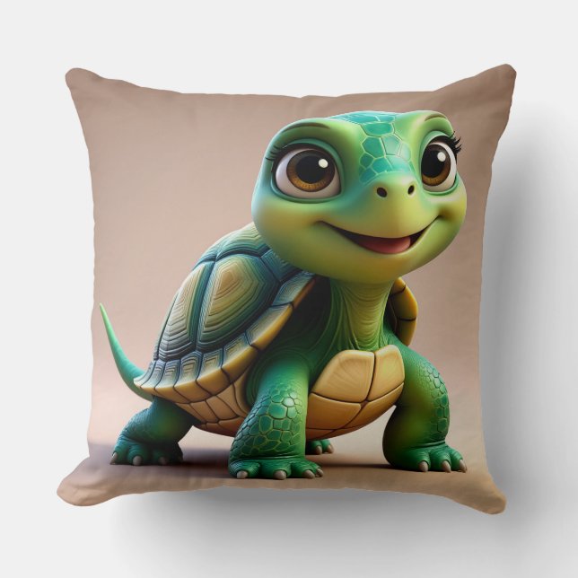 Adorable Cartoon Schildkröte Kissen (Vorderseite)