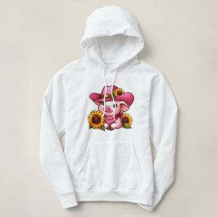 Adorable Cartoon Schweinchen mit rosa Hut und Sonn Hoodie