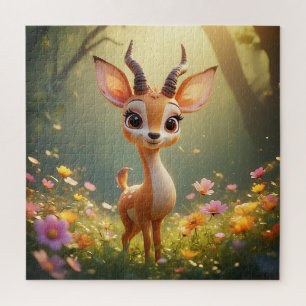 Adorable Cartoon von lebhaften Blume gepflegt Puzzle