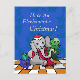 Adorable Cartoon Weihnachtslephe mit Weihnachtsman Feiertagspostkarte