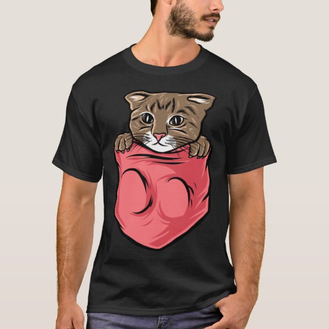 Adorable Cat  and Cute Kitten Pocket Style T-Shirt (Vorderseite)
