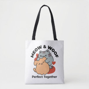 Adorable Cat and Dog Hug - Meow & Woof Design