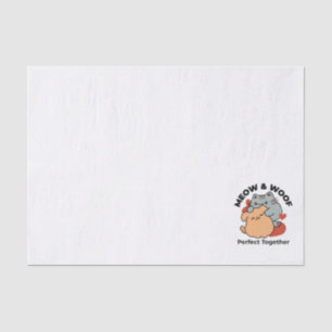 Adorable Cat and Dog Hug - Meow & Woof Design Seidenpapier