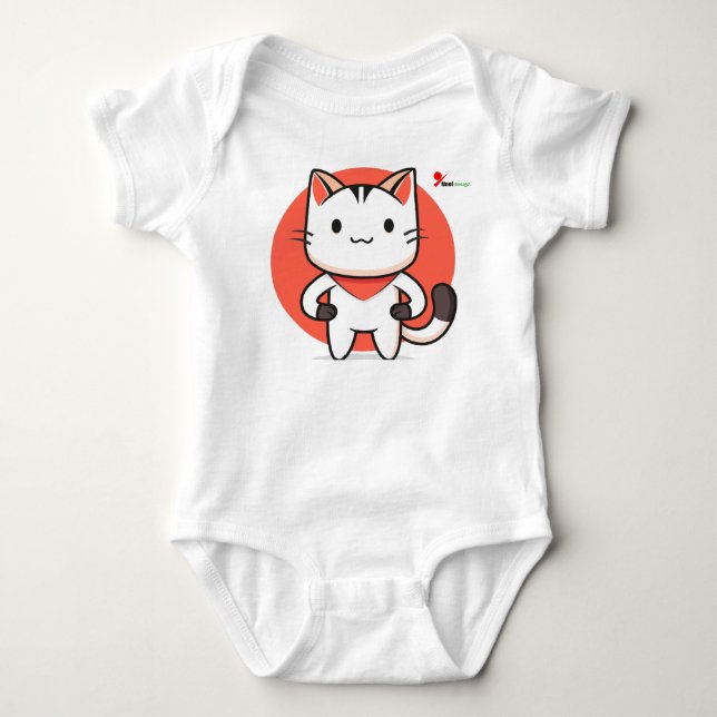 Adorable Cat Baby Bodysuit - Niedliches Kittendesi Strampler (Vorderseite)
