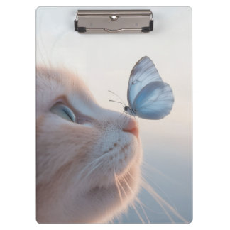 Adorable Cat & Blue Butterfly Spiral Notebook Klemmbrett