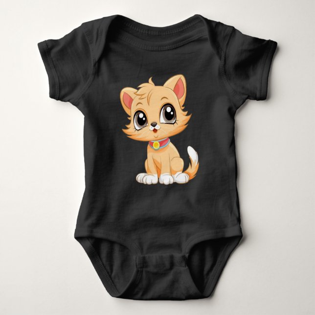 Adorable Cat Cartoon Baby Strampler (Vorderseite)