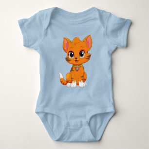 Adorable Cat Cartoon Baby Strampler