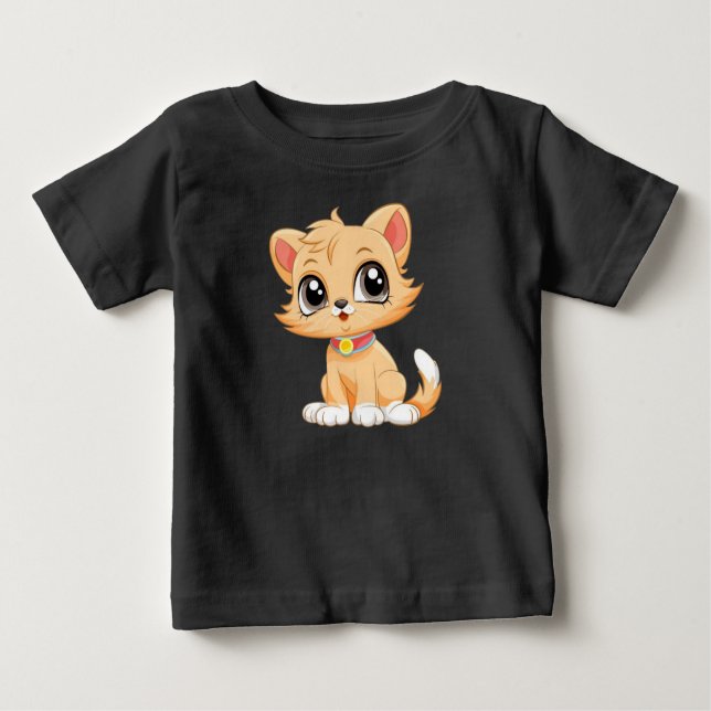 Adorable Cat Cartoon Baby T-shirt (Vorderseite)