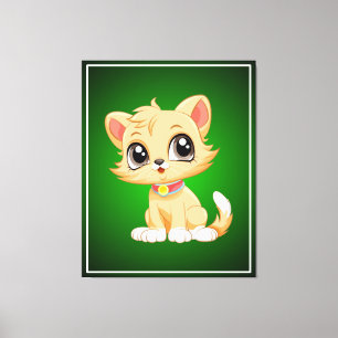 Adorable Cat Cartoon Leinwanddruck
