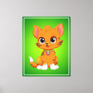 Adorable Cat Cartoon Leinwanddruck