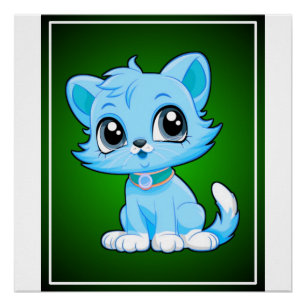 Adorable Cat Cartoon Poster