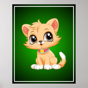 Adorable Cat Cartoon Poster