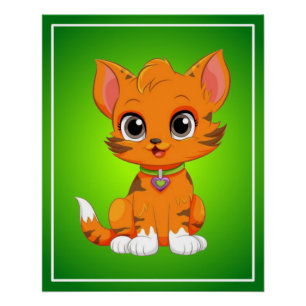 Adorable Cat Cartoon Poster