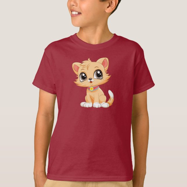Adorable Cat Cartoon T-Shirt (Vorderseite)