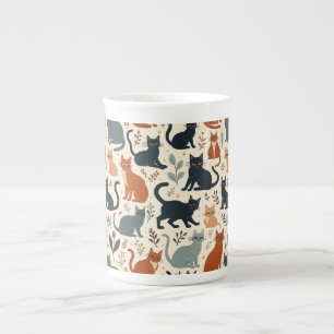 Adorable Cat Character Mug Prozellantasse