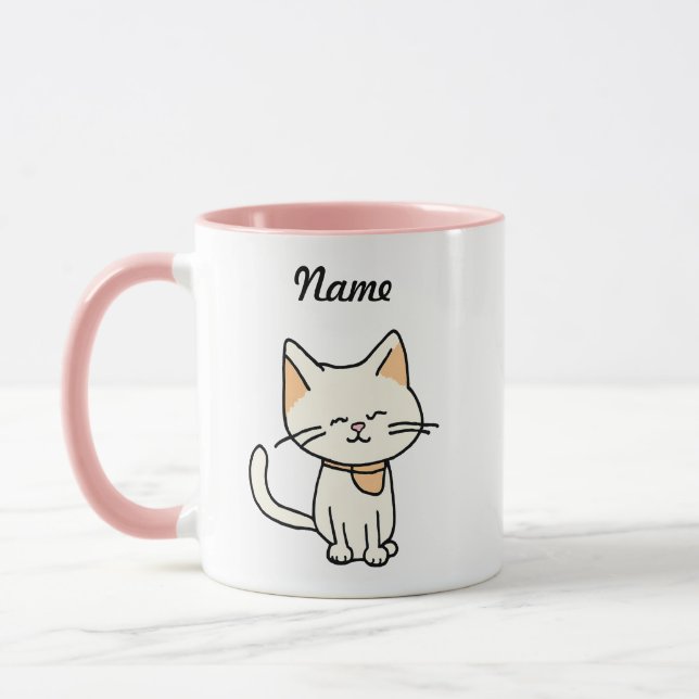 Adorable Cat Custom Name Tasse (Links)