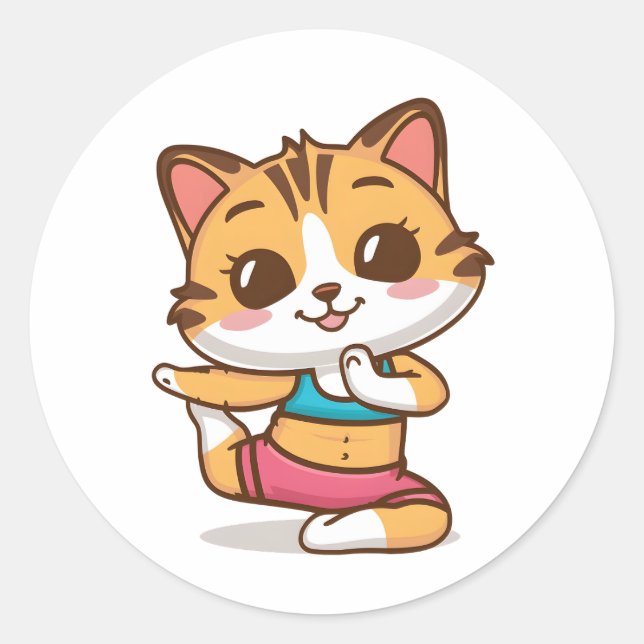 Adorable Cat Doing Yoga Sticker - Niedlich Feline  (Vorderseite)