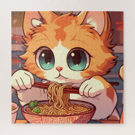Adorable Cat Eating Ramen Puzzle