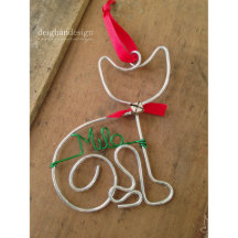 Adorable Cat Holiday Wire Christmas Ornament