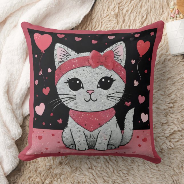 Adorable Cat in Disguise - Purfekt Valentingenuss Kissen (Decke)