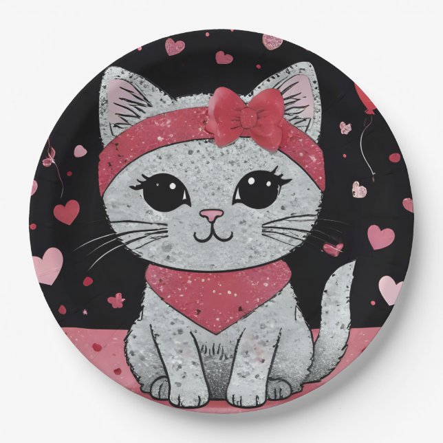 Adorable Cat in Disguise - Purfekt Valentingenuss Pappteller (Vorderseite)