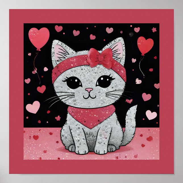 Adorable Cat in Disguise - Purfekt Valentingenuss Poster (Vorne)