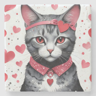 Adorable Cat in Disguise - Purfekt Valentingenuss Steinuntersetzer