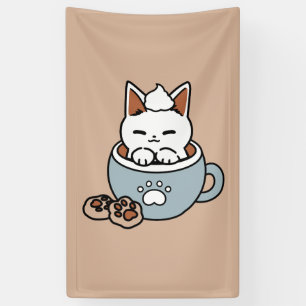 Adorable Cat in Tasse Holiday Design - Katze & Kak Banner
