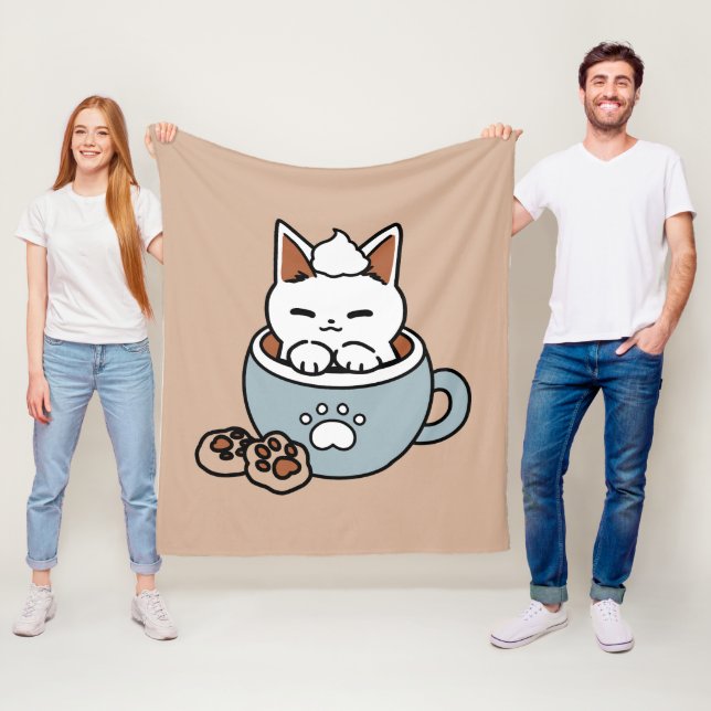 Adorable Cat in Tasse Holiday Design - Katze & Kak Fleecedecke (Beispiel)