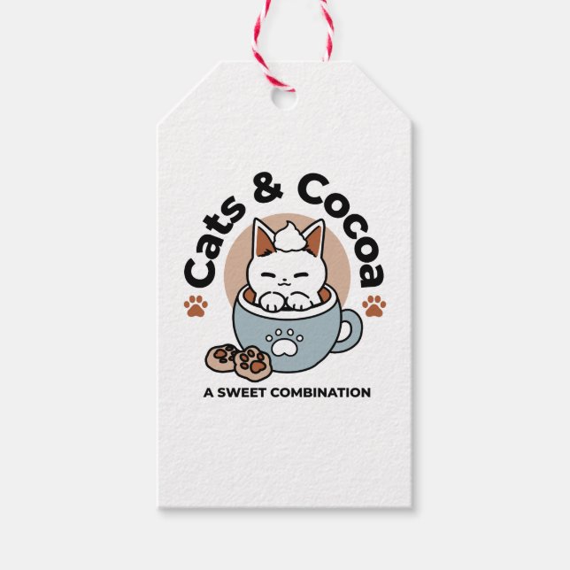 Adorable Cat in Tasse Holiday Design - Katze & Kak Geschenkanhänger (Vorderseite)