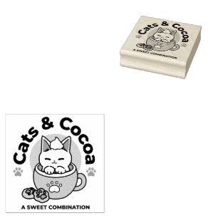 Adorable Cat in Tasse Holiday Design - Katze & Kak Gummistempel