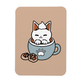 Adorable Cat in Tasse Holiday Design - Katze & Kak Magnet