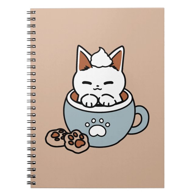 Adorable Cat in Tasse Holiday Design - Katze & Kak Notizblock (Vorderseite)