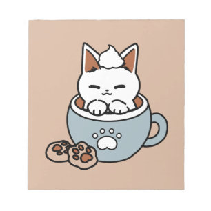 Adorable Cat in Tasse Holiday Design - Katze & Kak Notizblock