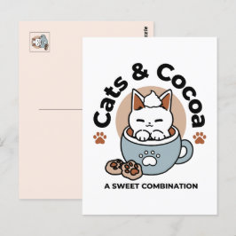 Adorable Cat in Tasse Holiday Design - Katze & Kak Postkarte