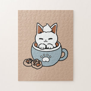 Adorable Cat in Tasse Holiday Design - Katze & Kak Puzzle