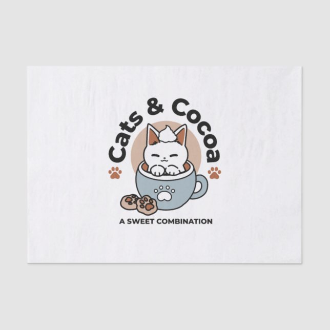 Adorable Cat in Tasse Holiday Design - Katze & Kak Seidenpapier (Vorderseite)