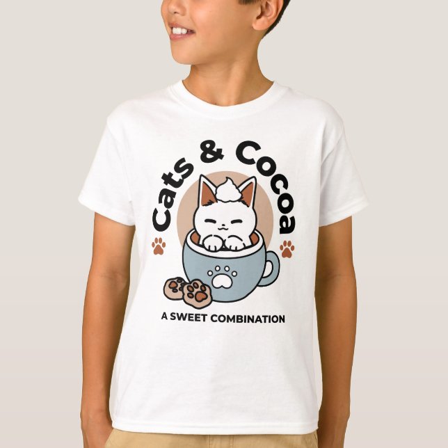 Adorable Cat in Tasse Holiday Design - Katze & Kak T-Shirt (Vorderseite)