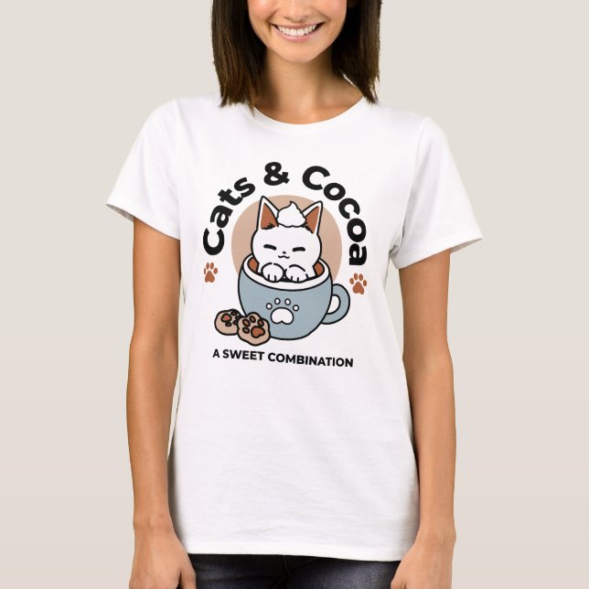 Adorable Cat in Tasse Holiday Design - Katze & Kak T-Shirt (Vorderseite)