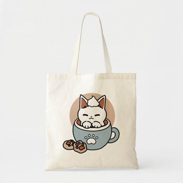 Adorable Cat in Tasse Holiday Design - Katze & Kak Tragetasche (Vorne)