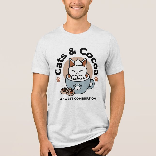 Adorable Cat in Tasse Holiday Design - Katze & Kak Tri-Blend Shirt (Vorderseite)