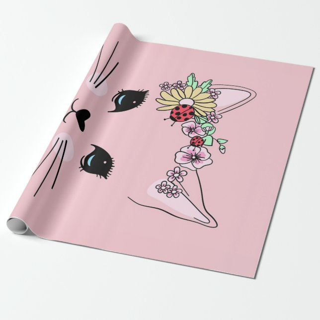 Adorable Cat | Pink Niedlich Meow Cat Blanket Geschenkpapier (Ungerollt)