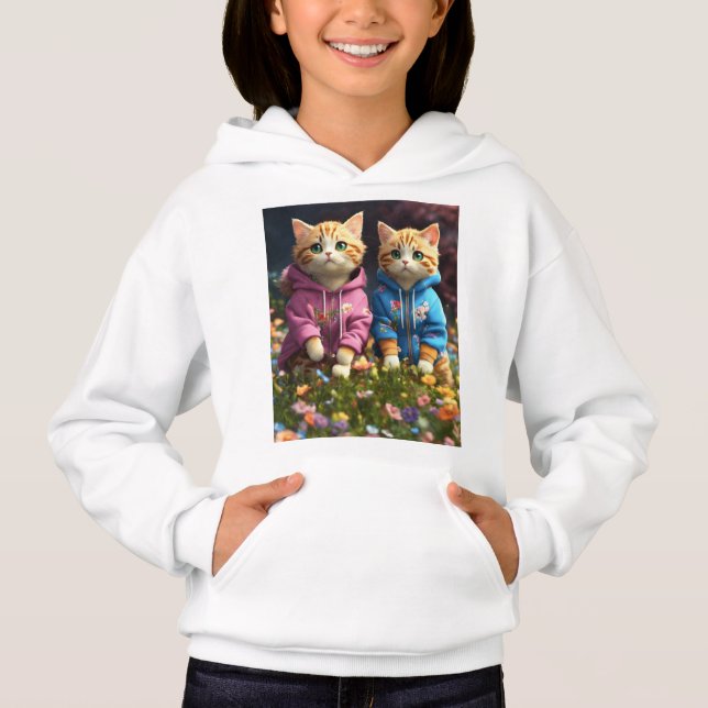 Adorable Cat Print T - Shirt für Kinder - Spaß & S (Vorderseite)